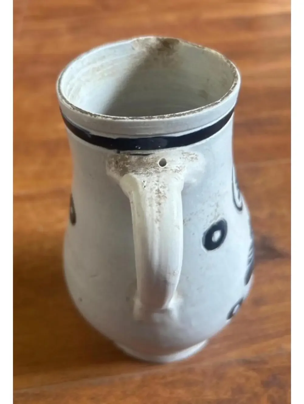 Williamsburg Restoration Vtg Ceramic Pitcher with Black Floral Design
